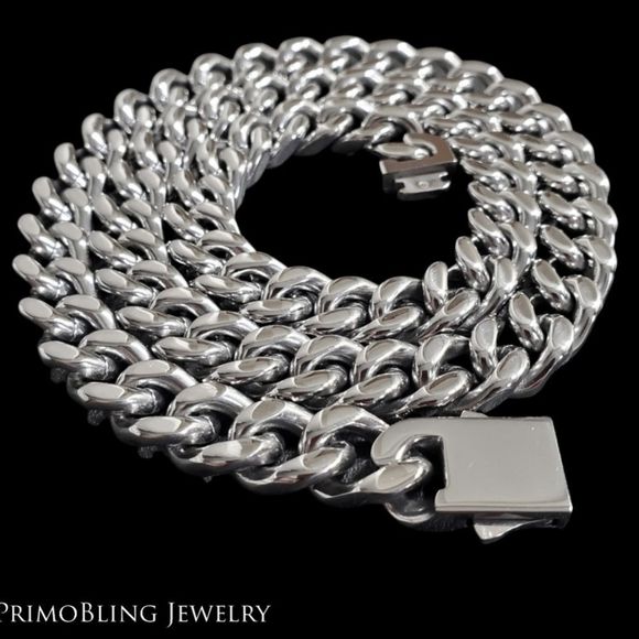 Box Clasp Cuban Link Necklace & Bracelet Set - Picture 3 of 4